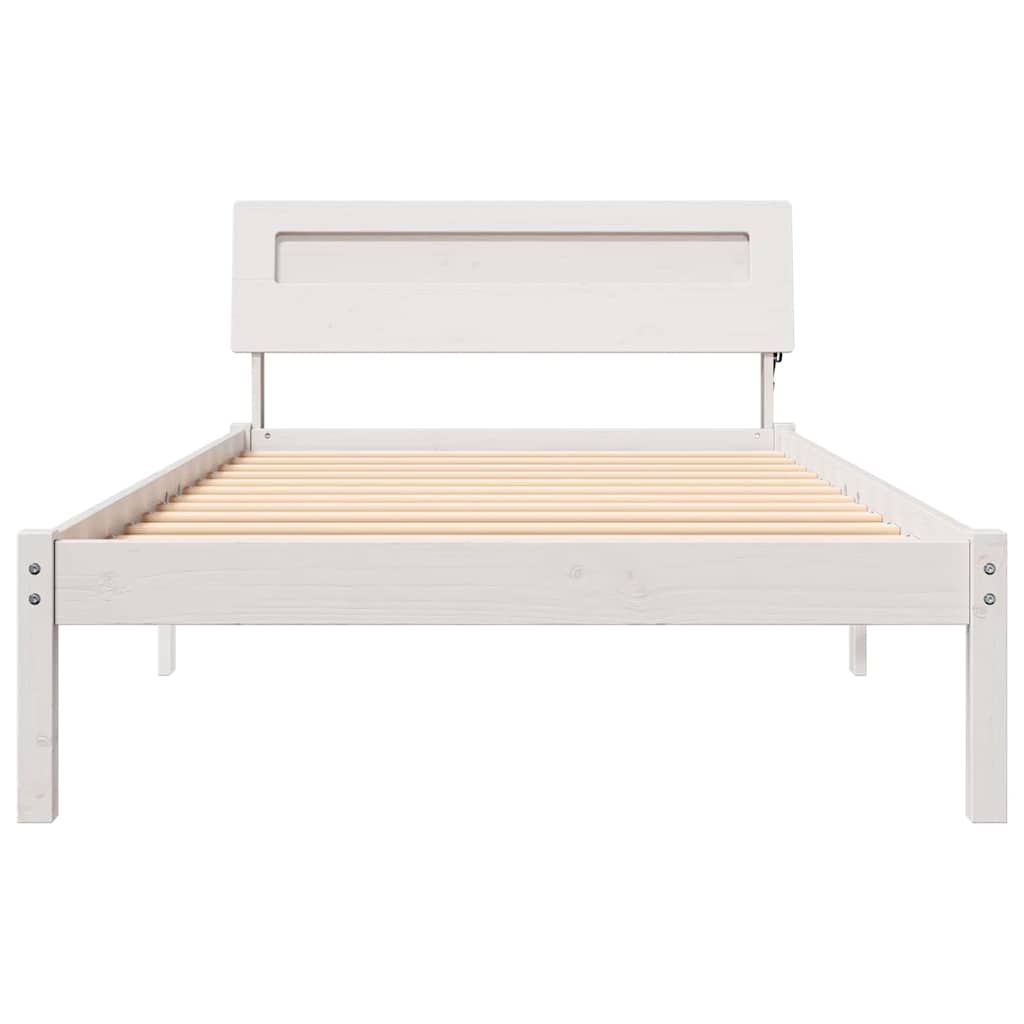 Cadre de lit avec tête de lit Blanc 90 x 190 cm Pin massif - XIOS
