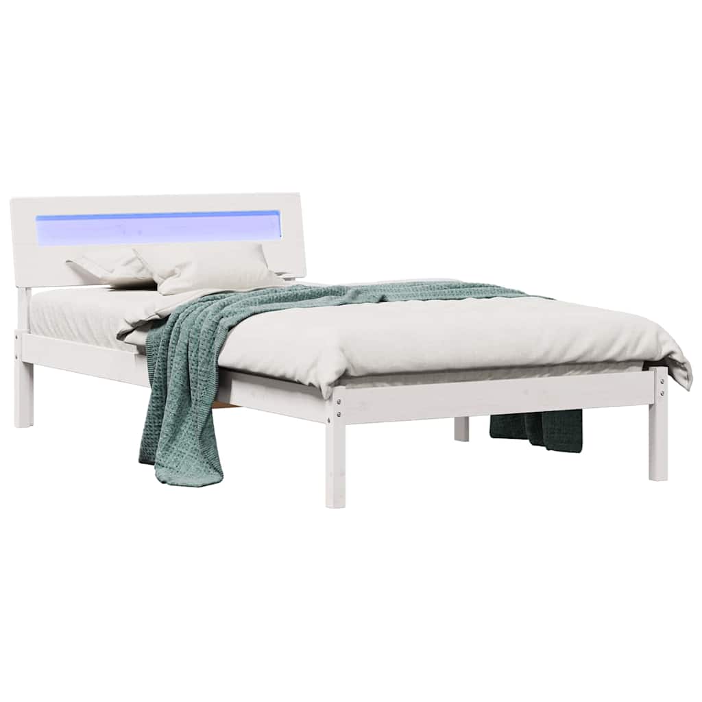 Cadre de lit avec tête de lit Blanc 90 x 190 cm Pin massif - XIOS
