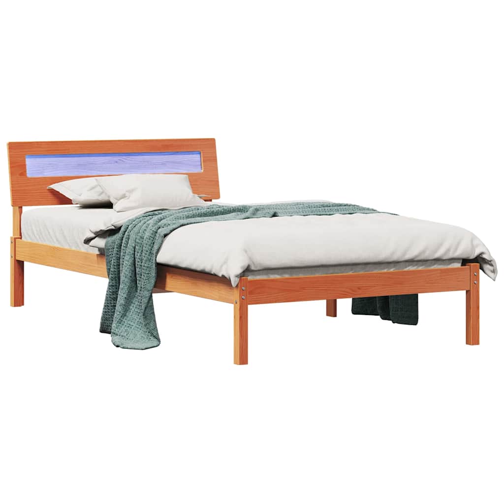 Cadre de lit avec tête de lit Brun cire 75 x 190 cm Pin massif - XIOS
