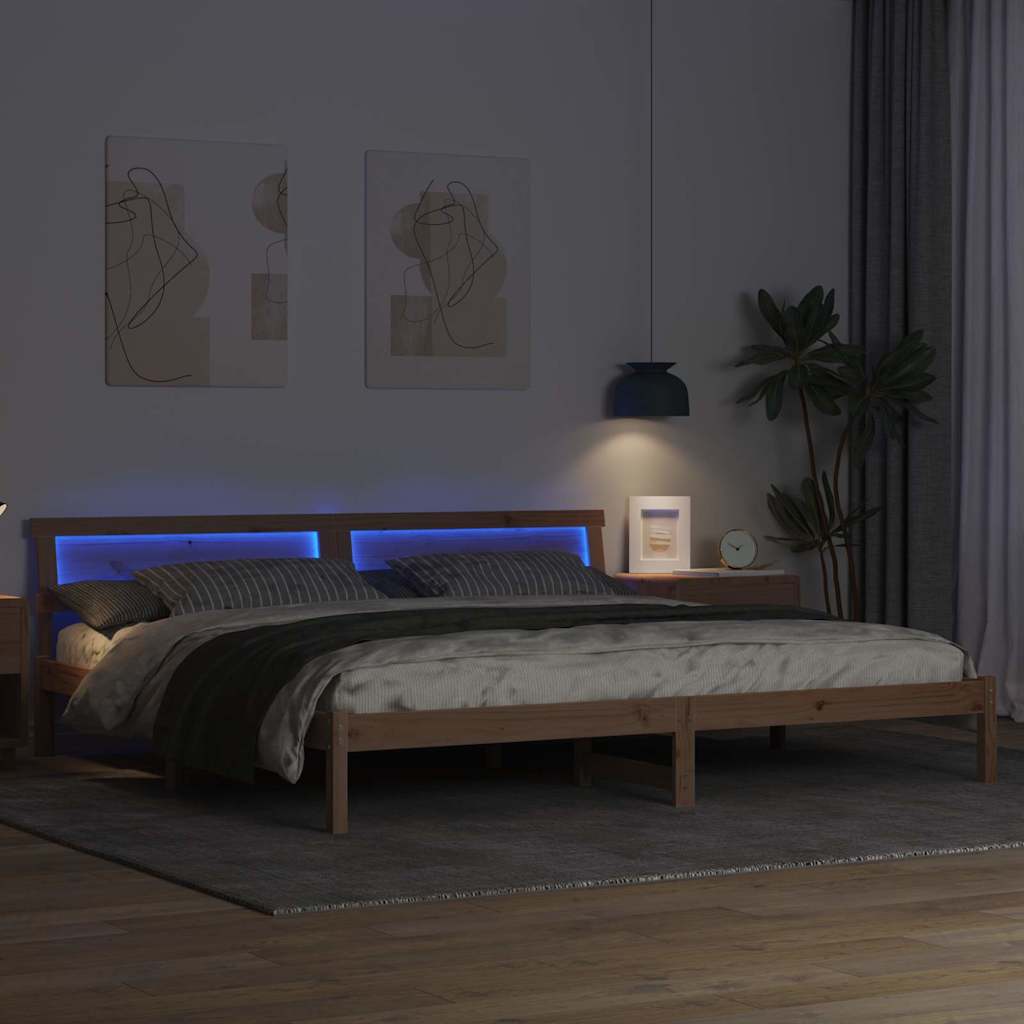 Cadre de lit avec tête de lit Marron 180 x 200 cm Pin massif - XIOS