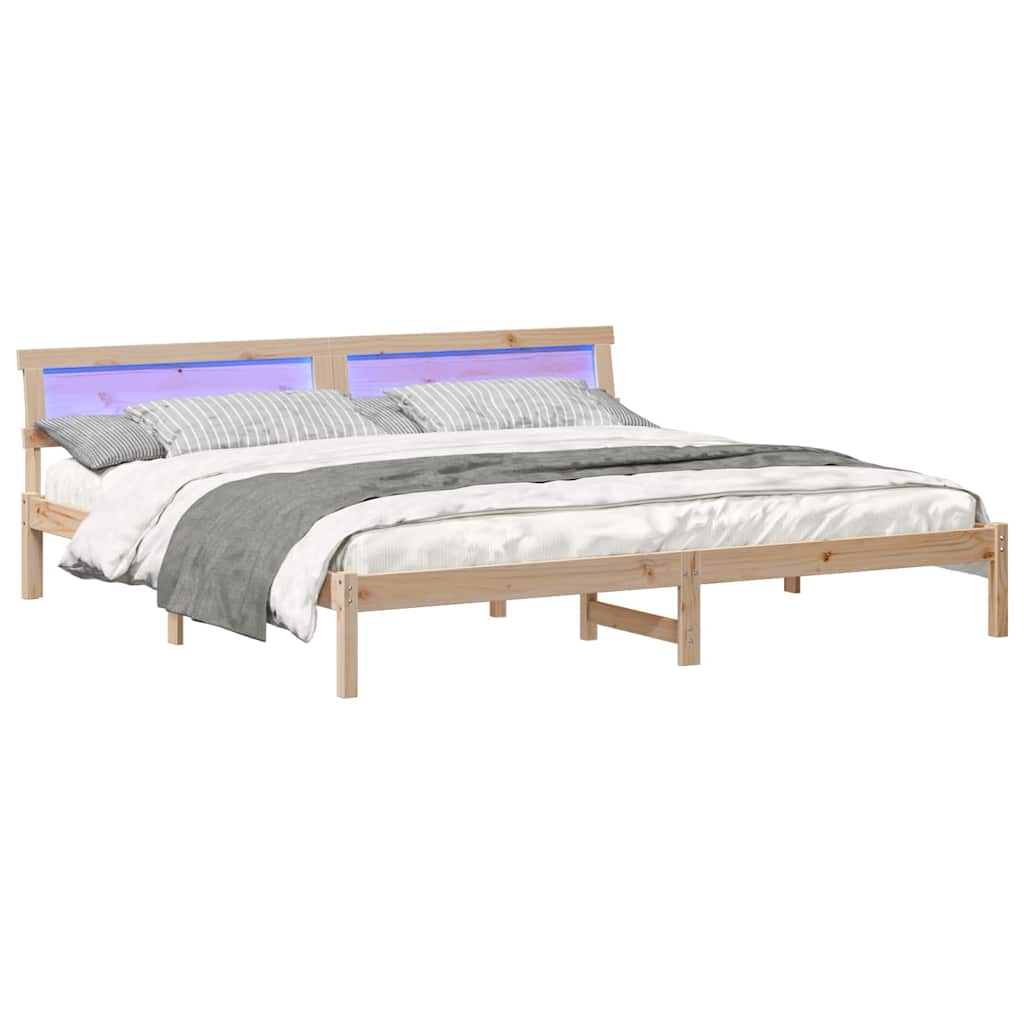 Cadre de lit avec tête de lit Marron 180 x 200 cm Pin massif - XIOS