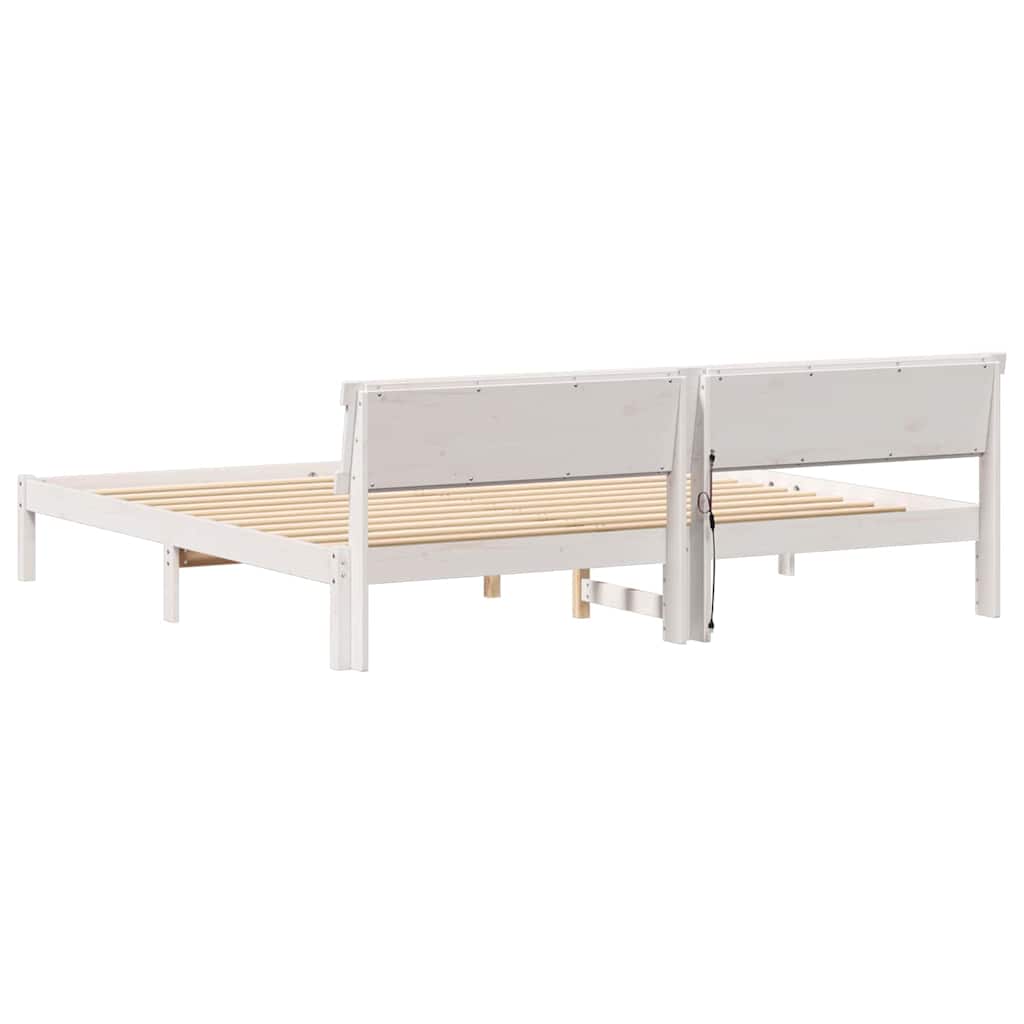 Cadre de lit avec tête de lit Blanc 180 x 200 cm Pin massif - XIOS