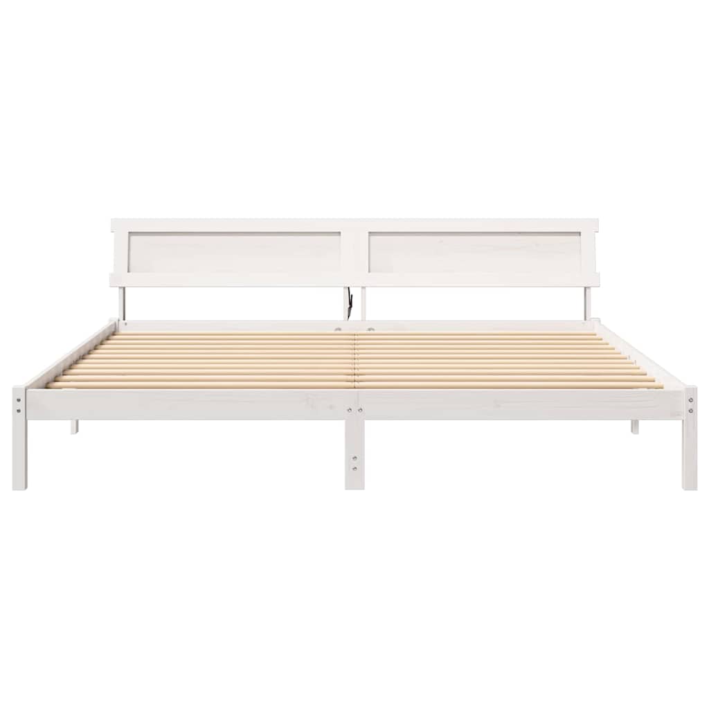 Cadre de lit avec tête de lit Blanc 180 x 200 cm Pin massif - XIOS