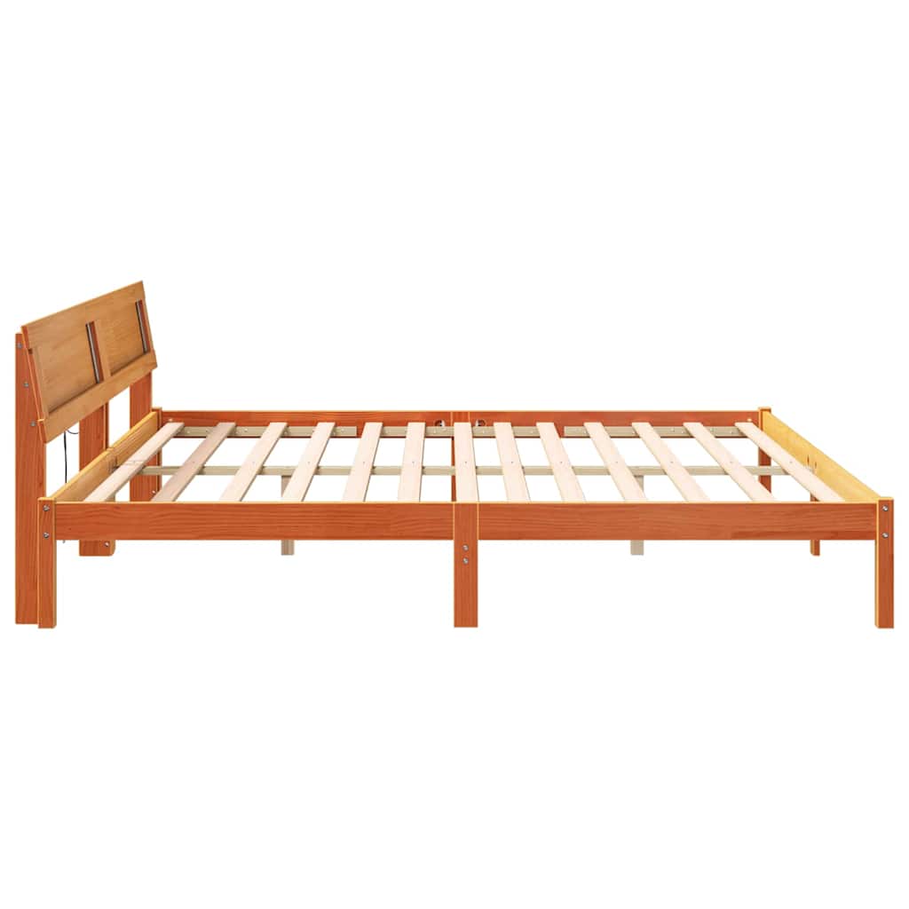Cadre de lit avec tête de lit Brun cire 180 x 200 cm Pin massif - XIOS