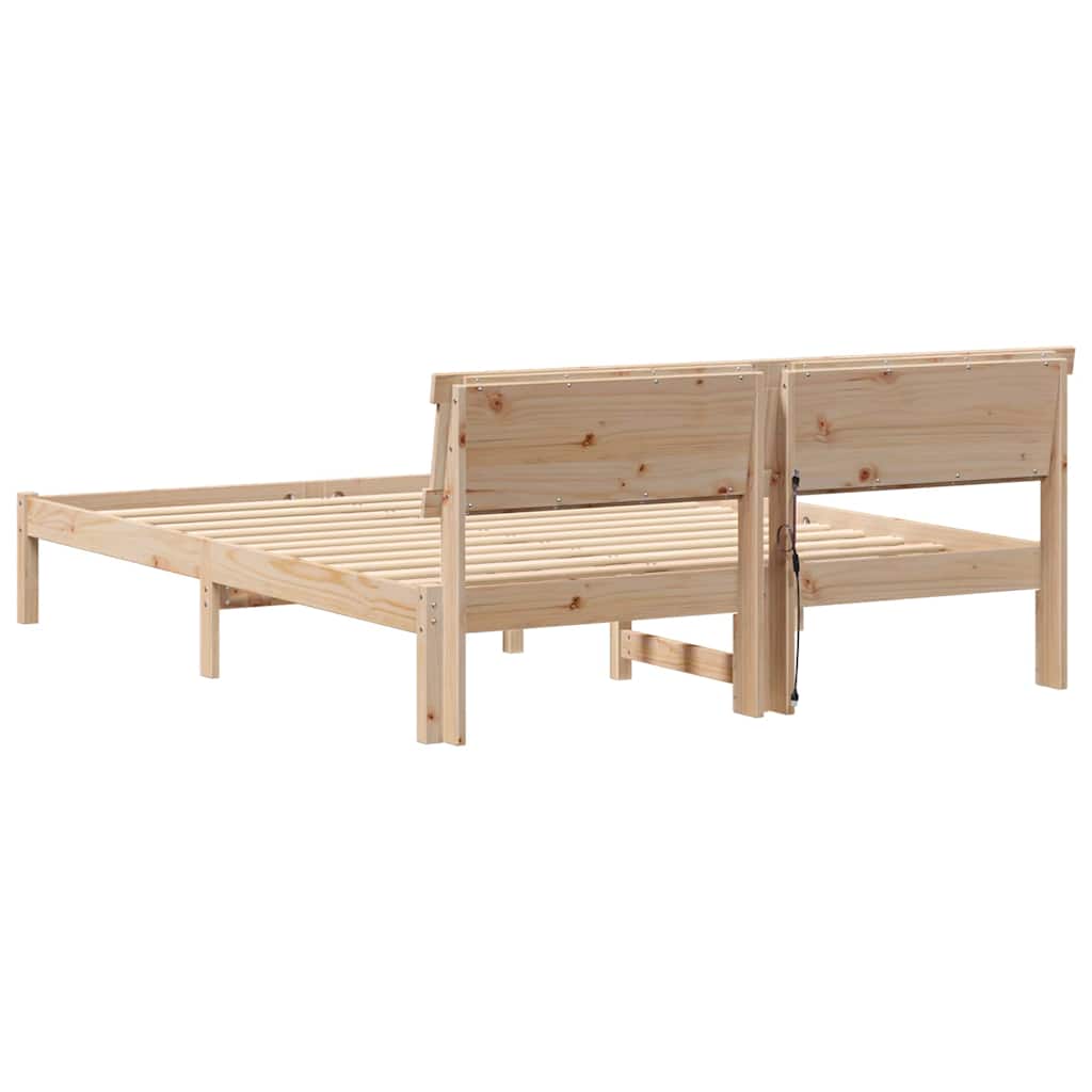 Cadre de lit avec tête de lit Marron 160 x 200 cm Pin massif - XIOS
