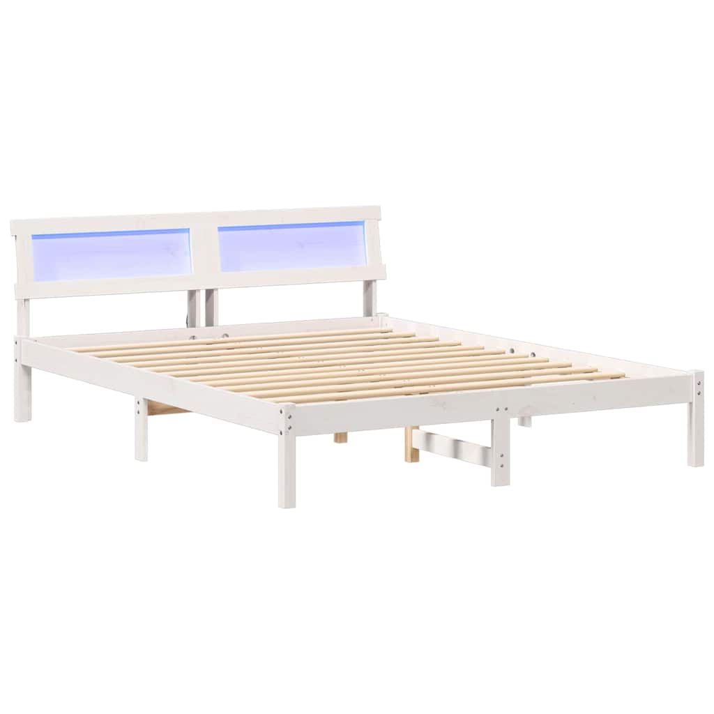 Cadre de lit Blanc 160 x 200 cm Bois massif en pin - XIOS