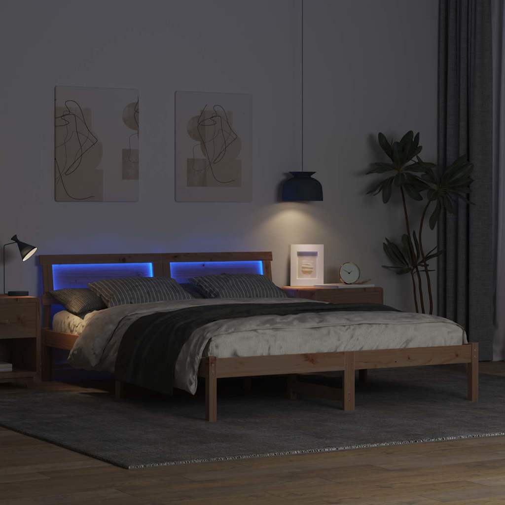 Cadre de lit Marron 150 x 200 cm Bois massif en pin - XIOS