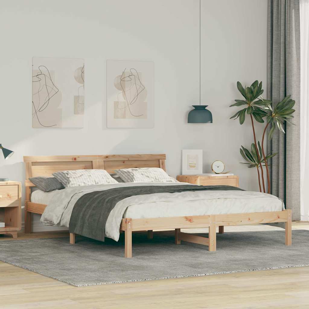 Cadre de lit avec tête de lit Marron 150 x 200 cm Pin massif - XIOS