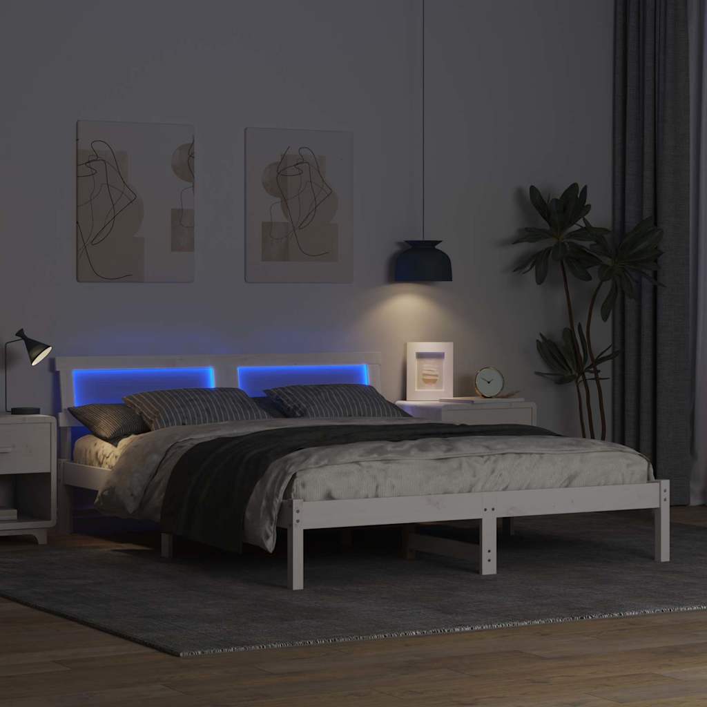 Cadre de lit Blanc 150 x 200 cm Bois massif en pin - XIOS