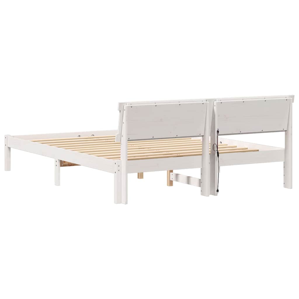 Cadre de lit Blanc 150 x 200 cm Bois massif en pin - XIOS