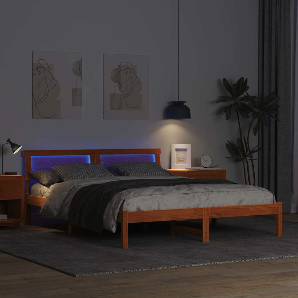 Cadre de lit Marron cire 150 x 200 cm Bois massif en pin - XIOS