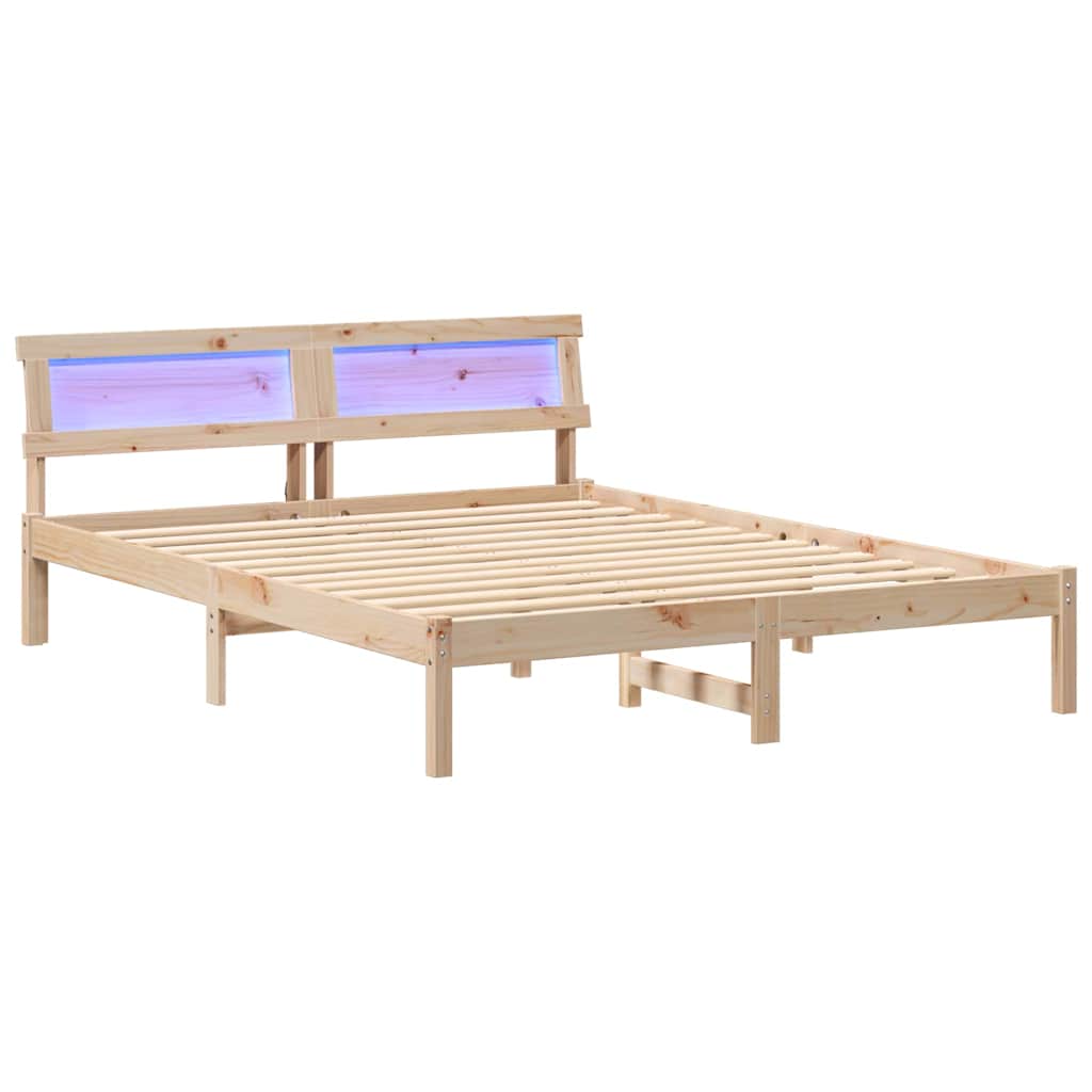 Cadre de lit avec tête de lit Marron 140 x 200 cm Pin massif - XIOS