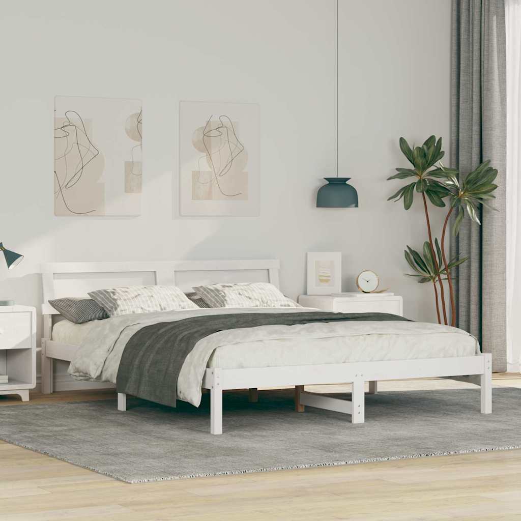 Cadre de lit avec tête de lit Blanc 140 x 200 cm Pin massif - XIOS
