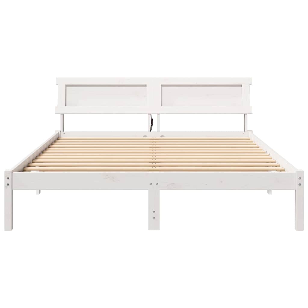 Cadre de lit avec tête de lit Blanc 140 x 200 cm Pin massif - XIOS