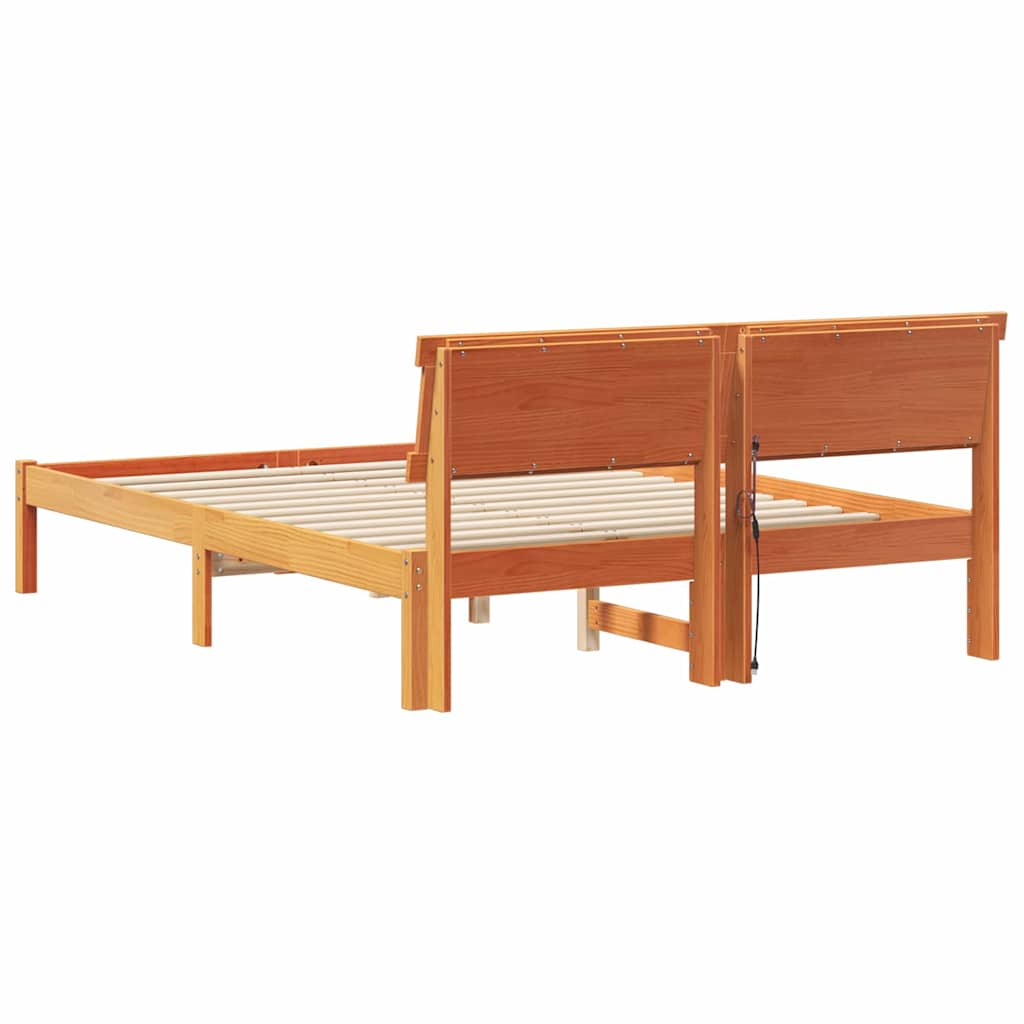 Cadre de lit avec tête de lit Brun cire 120 x 200 cm Pin massif - XIOS