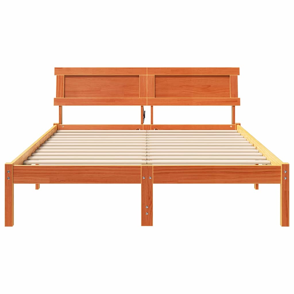 Cadre de lit avec tête de lit Brun cire 120 x 200 cm Pin massif - XIOS