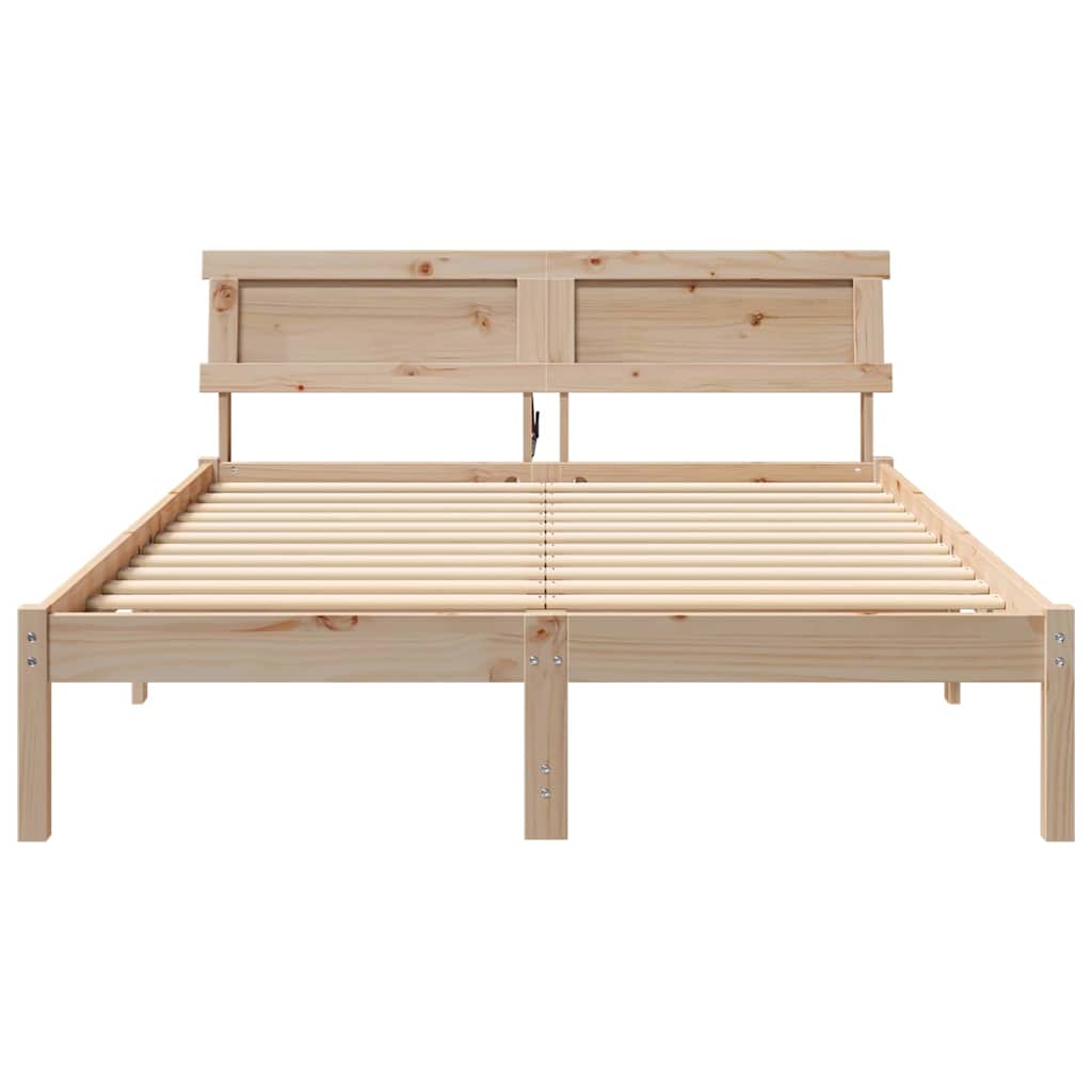 Cadre de lit avec tête de lit Marron 140 x 190 cm Pin massif - XIOS