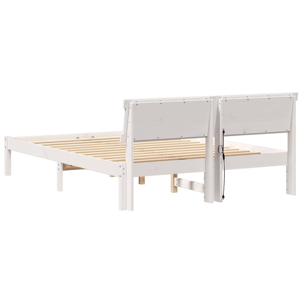 Cadre de lit Blanc 140 x 190 cm Bois massif en pin - XIOS