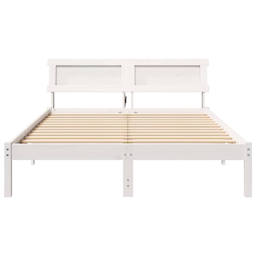 Cadre de lit Blanc 140 x 190 cm Bois massif en pin - XIOS