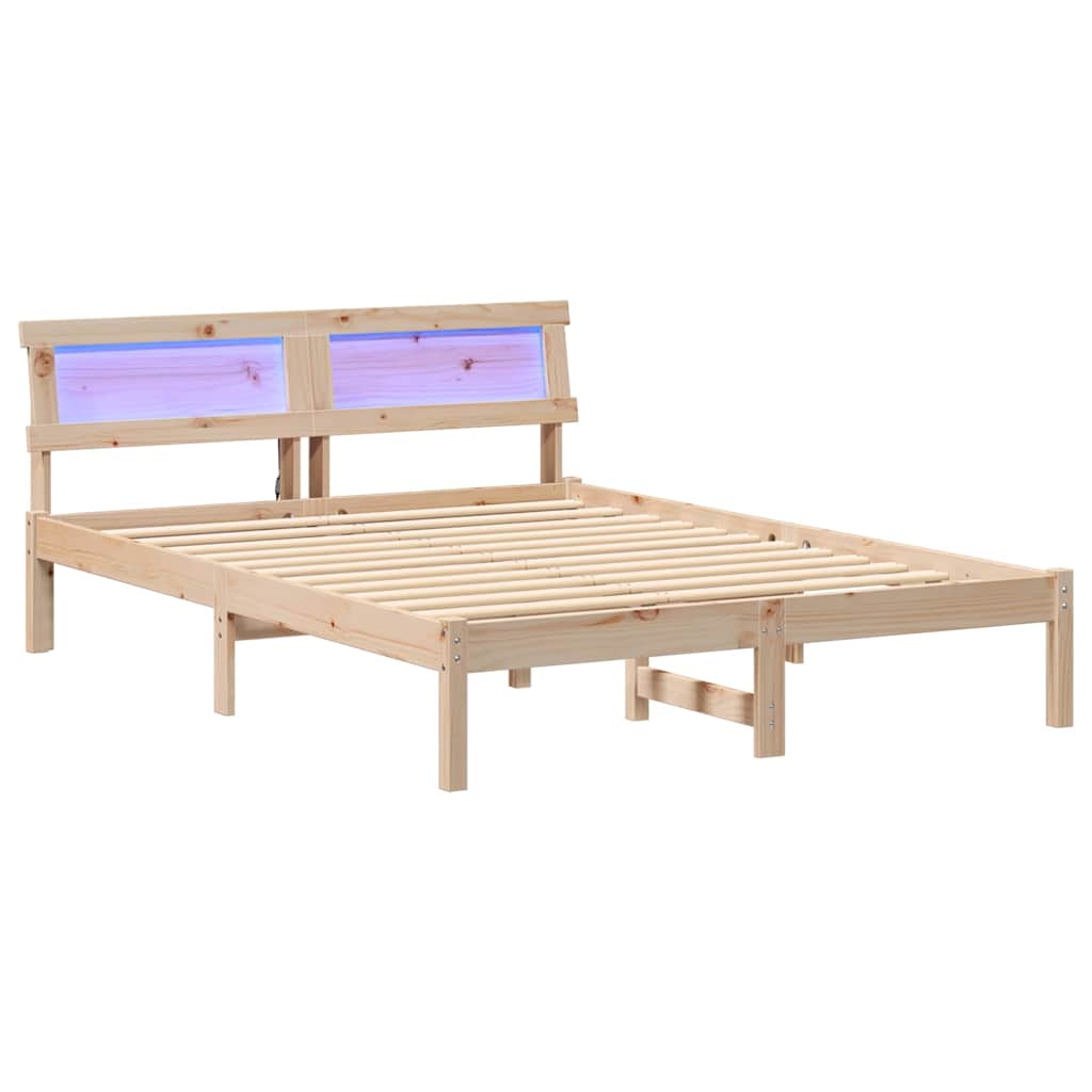 Cadre de lit avec tête de lit Marron 135 x 190 cm Pin massif - XIOS
