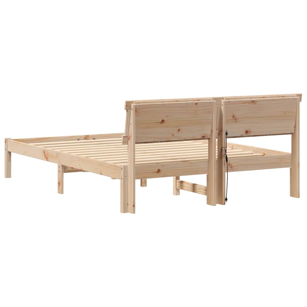 Cadre de lit avec tête de lit Marron 135 x 190 cm Pin massif - XIOS