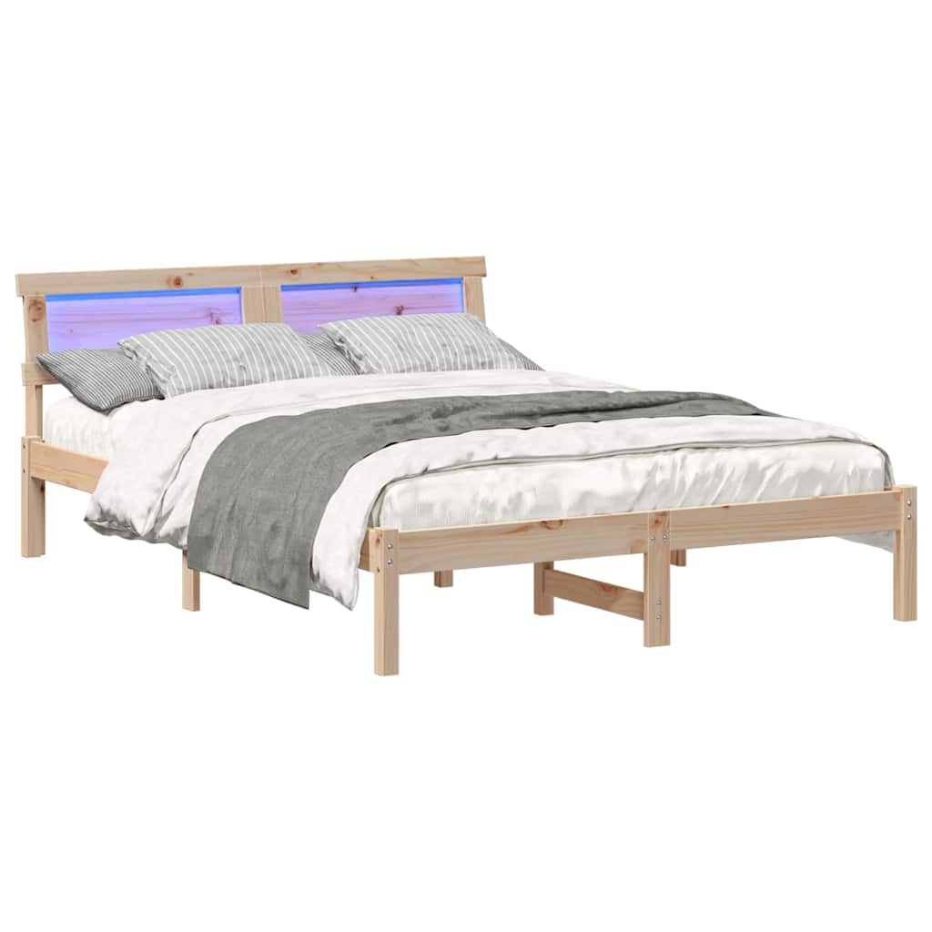 Cadre de lit avec tête de lit Marron 135 x 190 cm Pin massif - XIOS