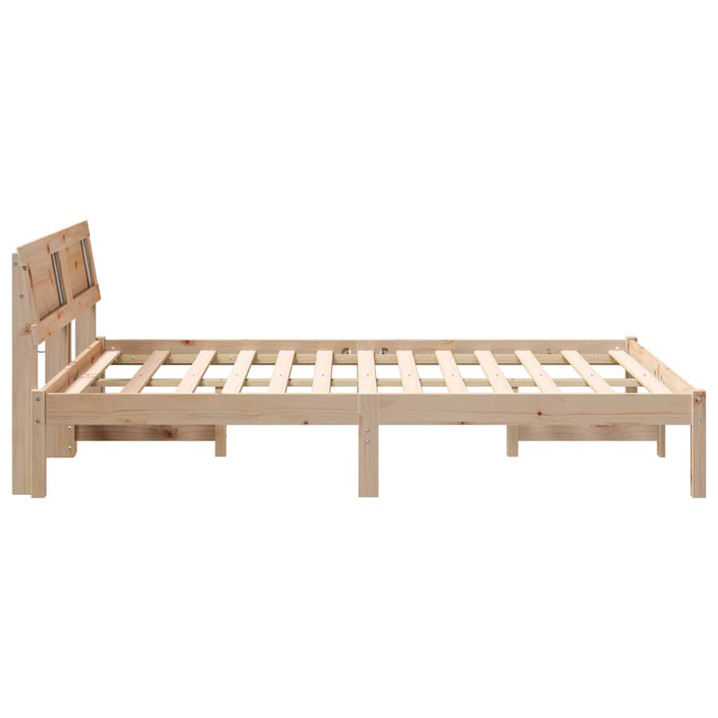 Cadre de lit avec tête de lit Marron 135 x 190 cm Pin massif - XIOS