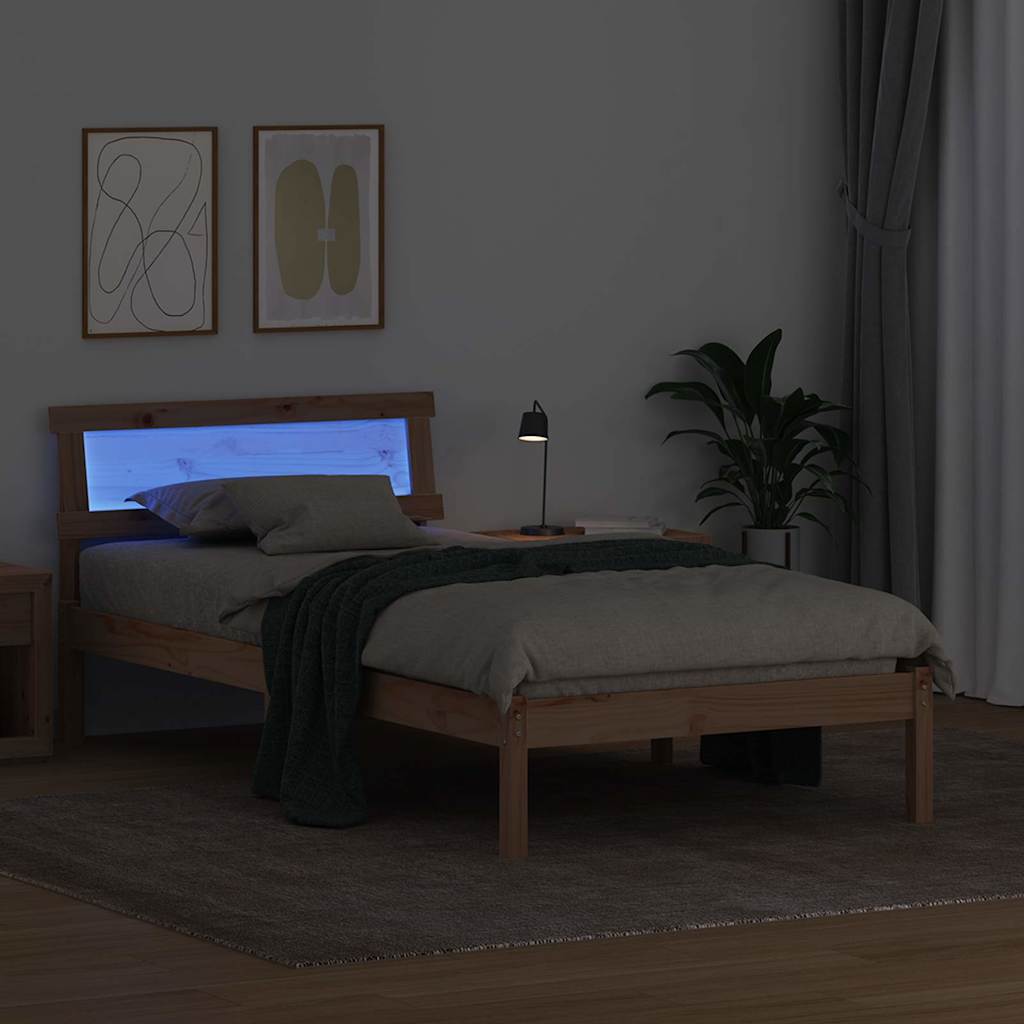 Cadre de lit avec tête de lit Marron 100 x 200 cm Pin massif - XIOS