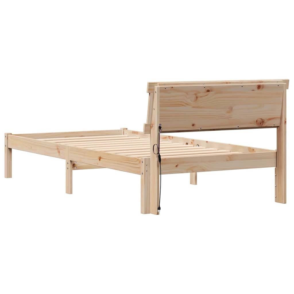 Cadre de lit avec tête de lit Marron 100 x 200 cm Pin massif - XIOS