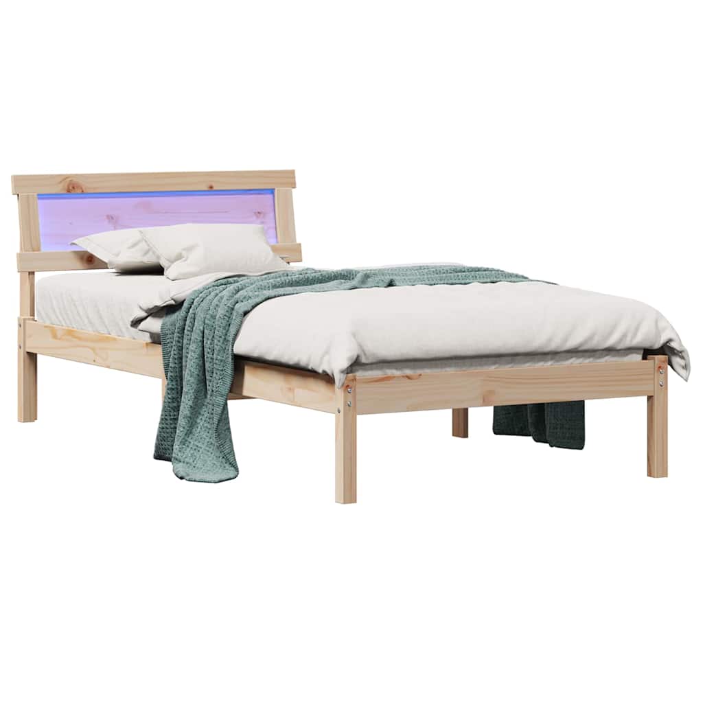 Cadre de lit avec tête de lit Marron 100 x 200 cm Pin massif - XIOS