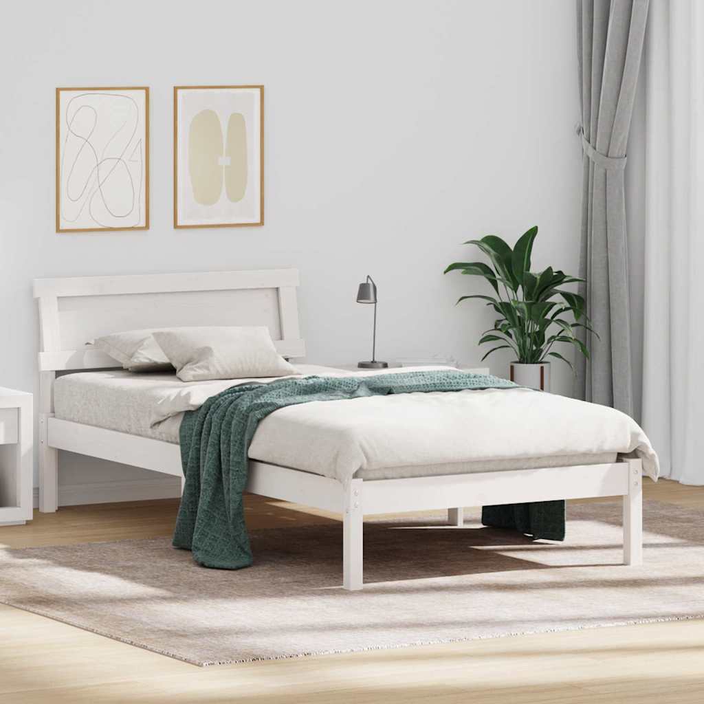 Cadre de lit avec tête de lit Blanc 100 x 200 cm Pin massif - XIOS