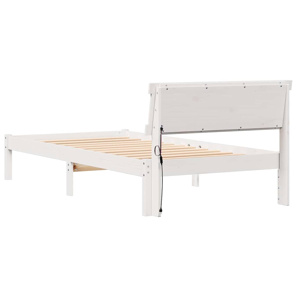 Cadre de lit avec tête de lit Blanc 100 x 200 cm Pin massif - XIOS