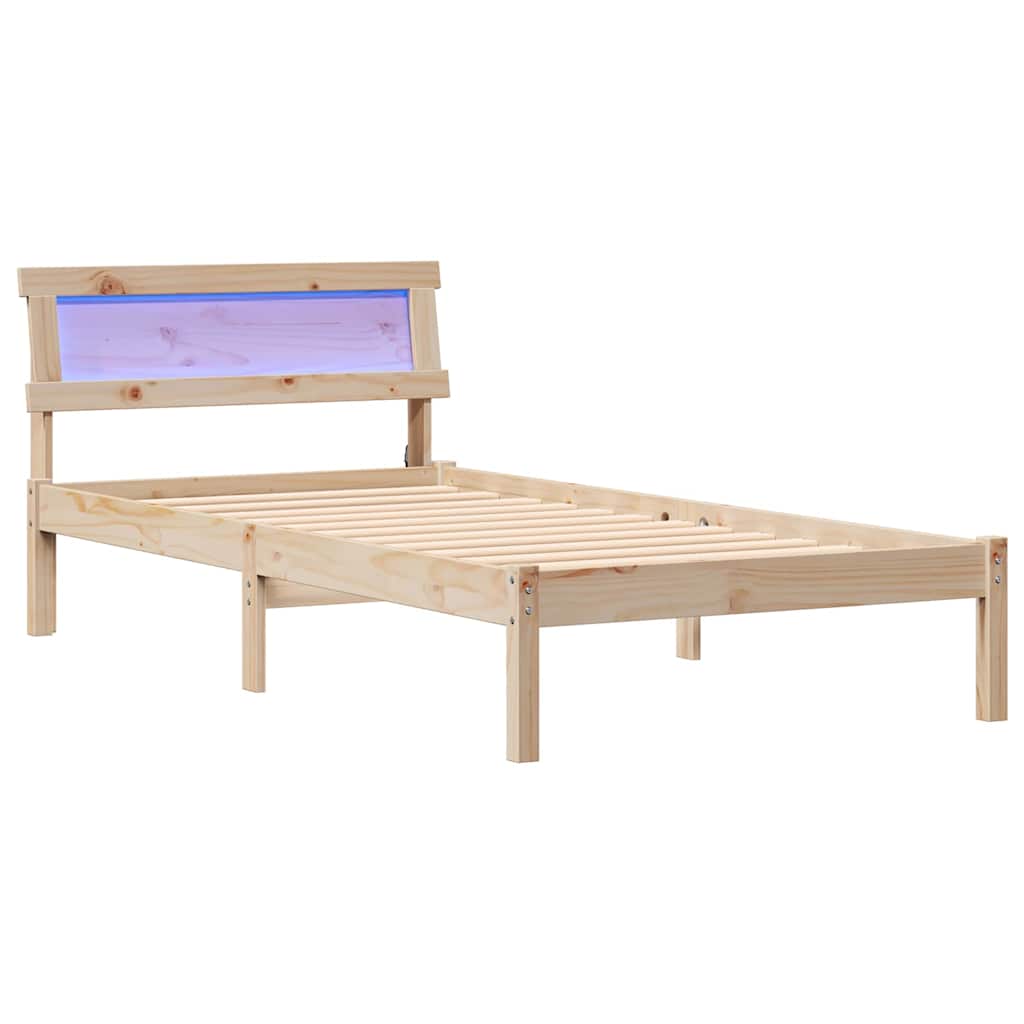 Cadre de lit avec tête de lit Marron 90 x 200 cm Pin massif - XIOS