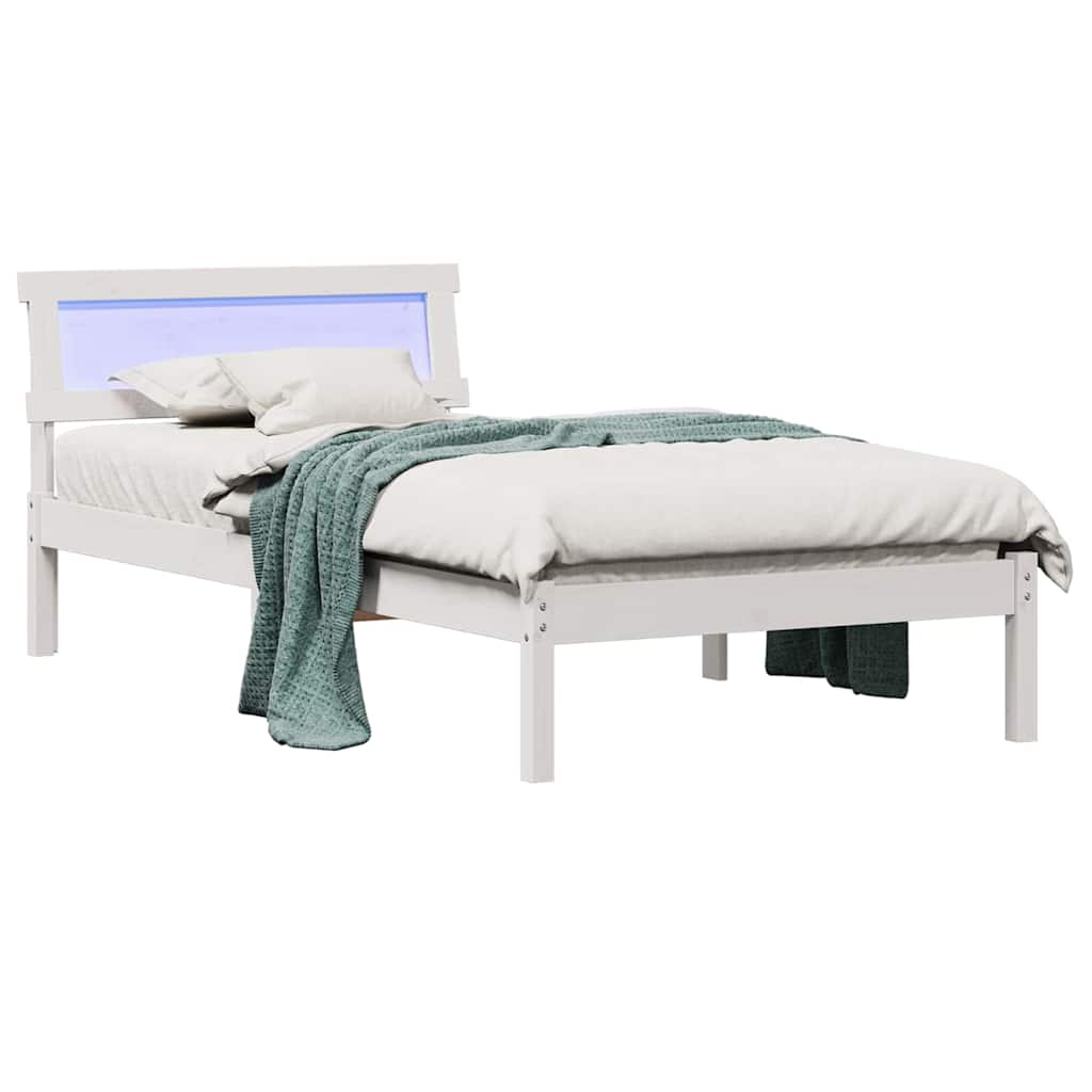 Cadre de lit avec tête de lit Blanc 90 x 190 cm Pin massif - XIOS