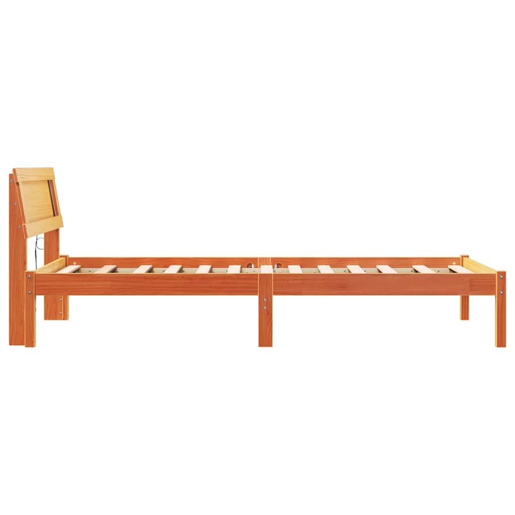 Cadre de lit avec tête de lit Brun cire 90 x 190 cm Pin massif - XIOS