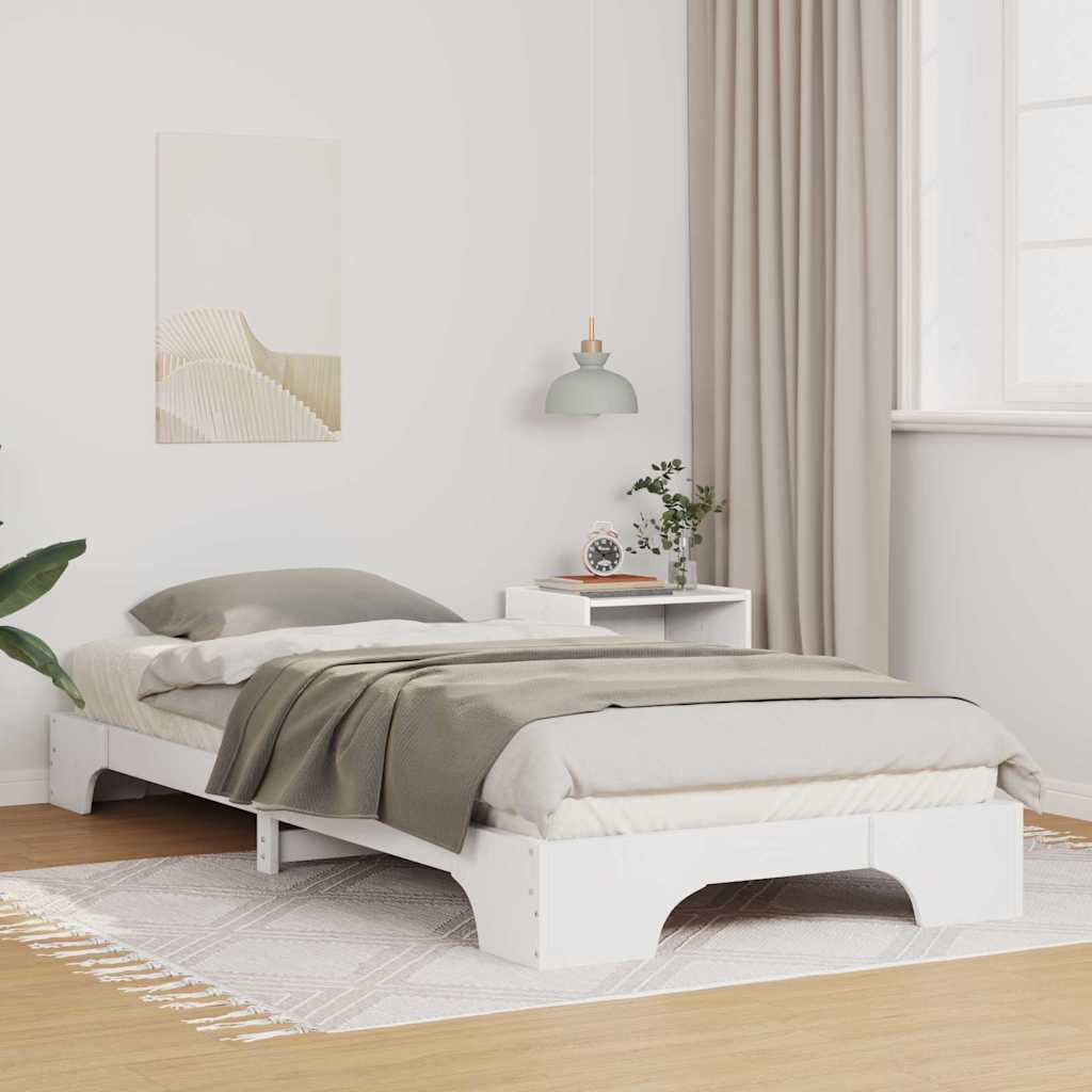 Cadre de lit surélevé avec stockage Blanc 90 x 210 cm bois - XIOS
