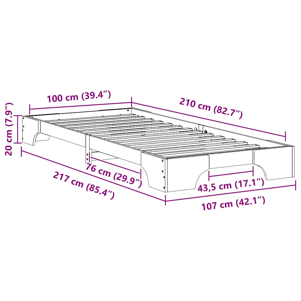 Cadre de lit Blanc 100 x 210 cm Pin massif - XIOS