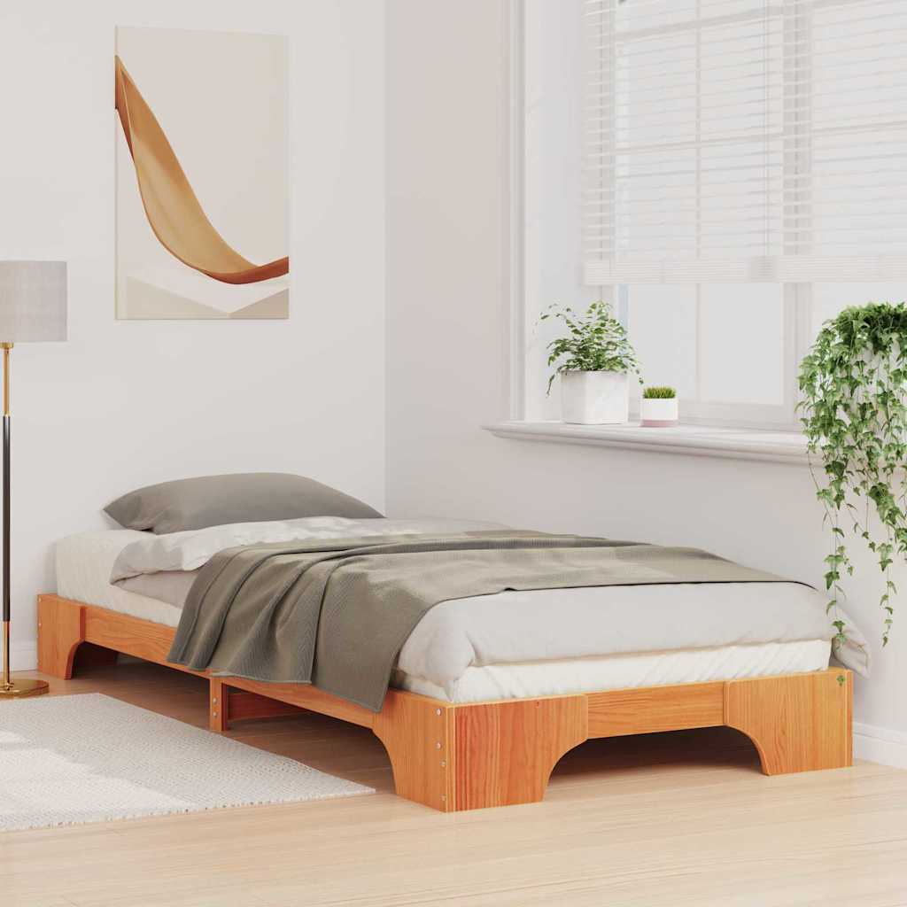 Cadre de lit surélevé Marron 100 x 210 cm Bois massif en pin - XIOS