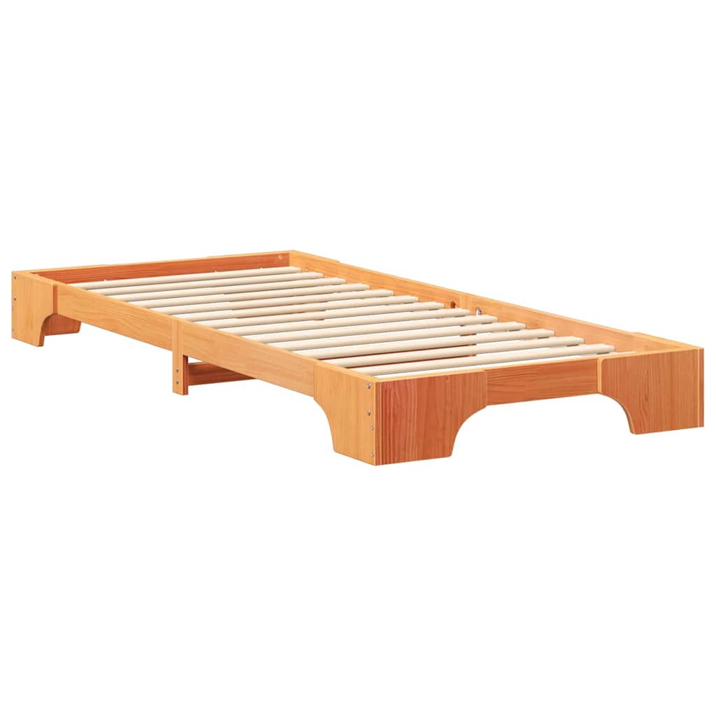 Cadre de lit surélevé Marron 100 x 210 cm Bois massif en pin - XIOS