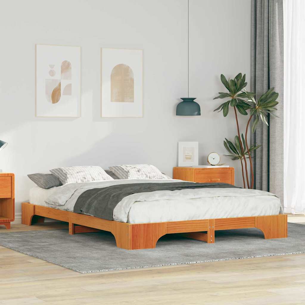 Cadre de lit Marron 140 x 210 cm Pin massif - XIOS