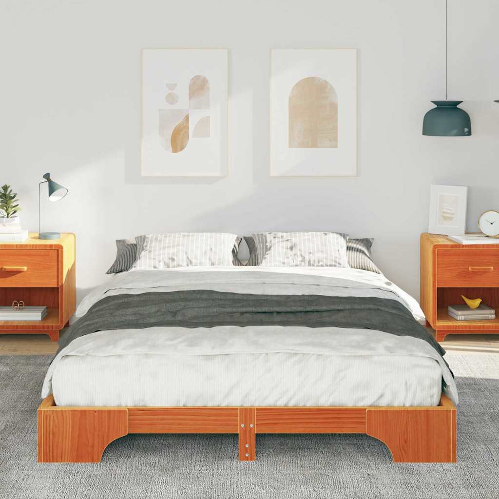 Cadre de lit Marron 140 x 210 cm Pin massif - XIOS