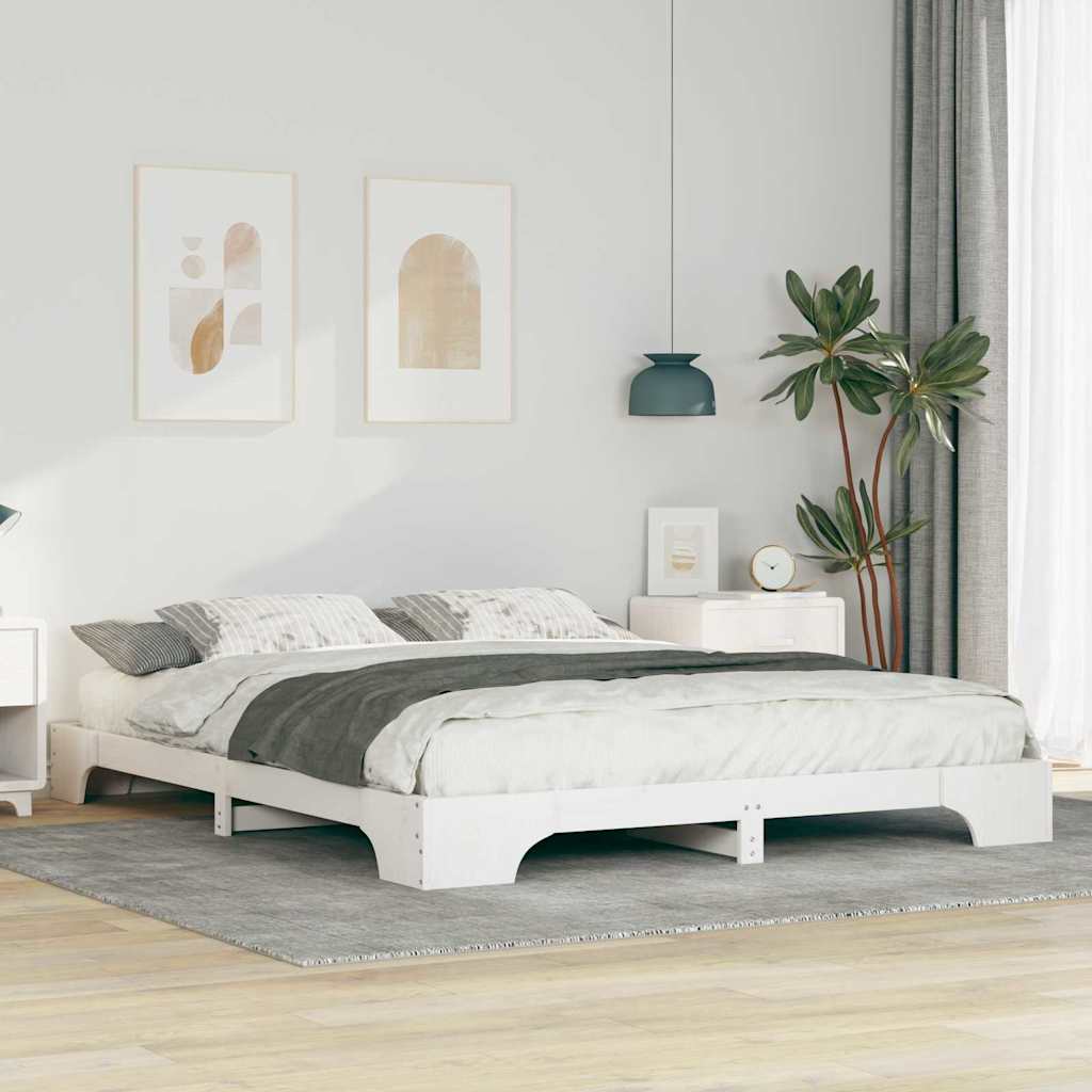 Cadre de lit Blanc 160 x 210 cm Pin massif - XIOS