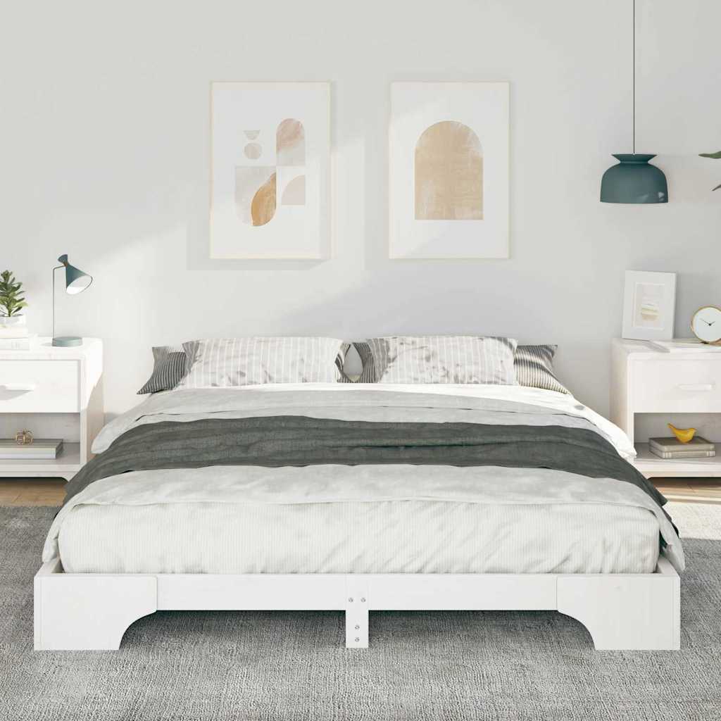 Cadre de lit Blanc 160 x 210 cm Pin massif - XIOS