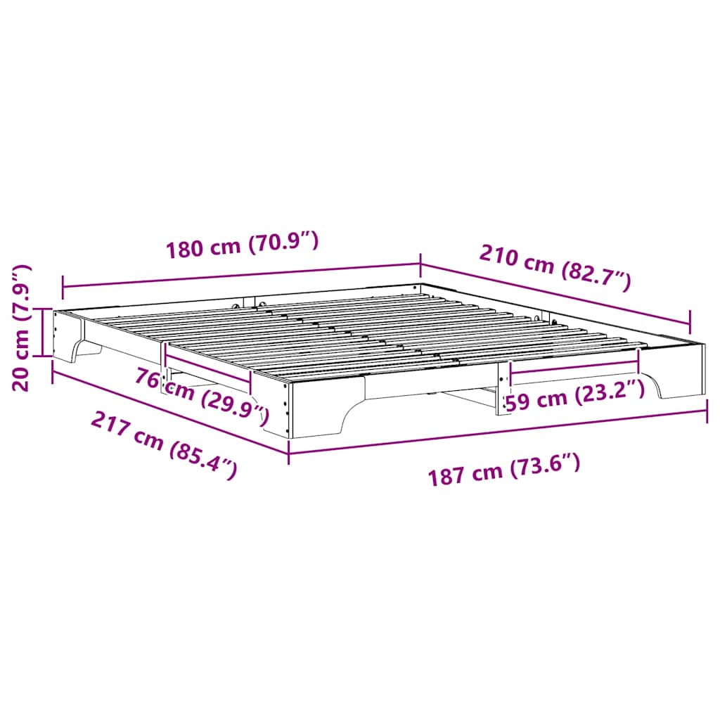 Cadre de lit Marron 180 x 210 cm Pin massif - XIOS