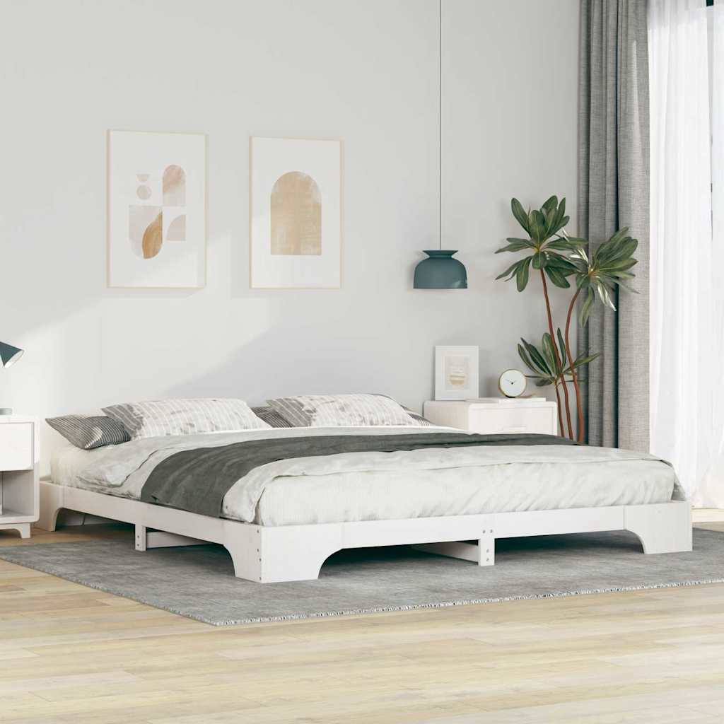 Cadre de lit Blanc 200 x 210 cm Pin massif - XIOS