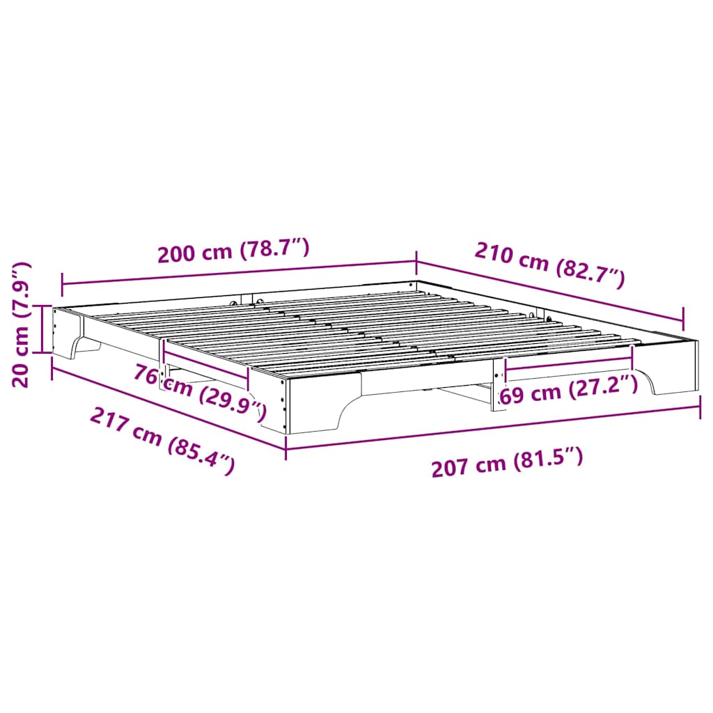 Cadre de lit Marron 200 x 210 cm Pin massif - XIOS