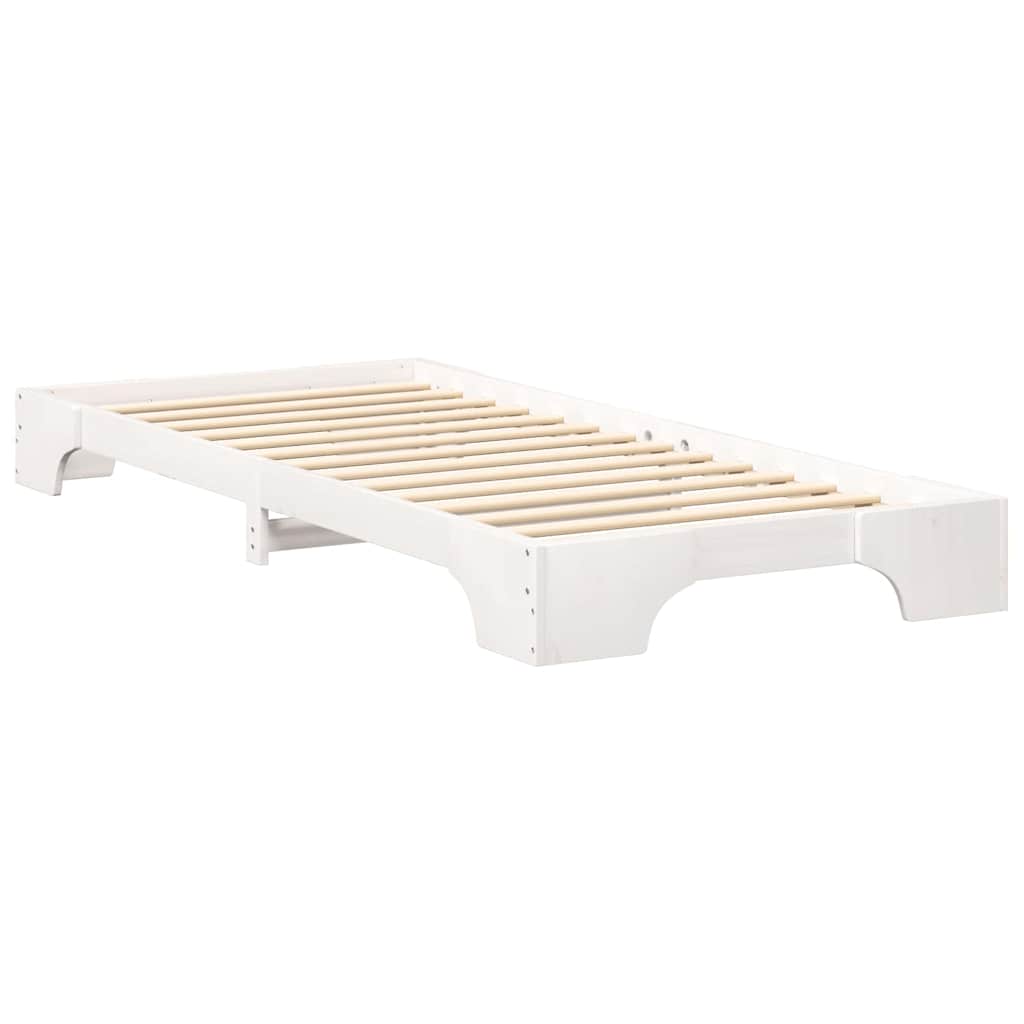 Cadre de lit surélevé Blanc 100 x 220 cm Bois massif en pin - XIOS