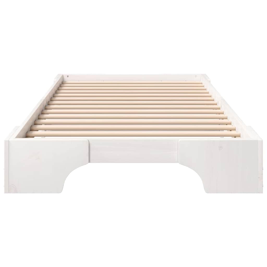 Cadre de lit surélevé Blanc 100 x 220 cm Bois massif en pin - XIOS