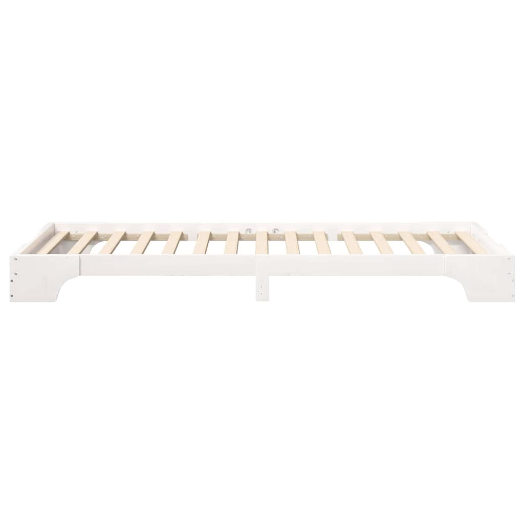 Cadre de lit surélevé Blanc 100 x 220 cm Bois massif en pin - XIOS