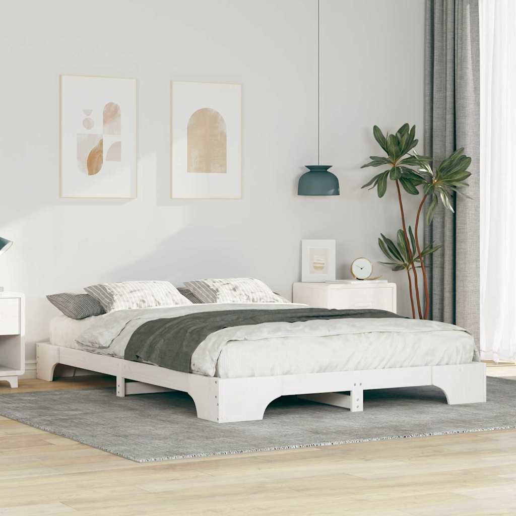 Cadre de lit Blanc 140 x 220 cm Pin massif - XIOS